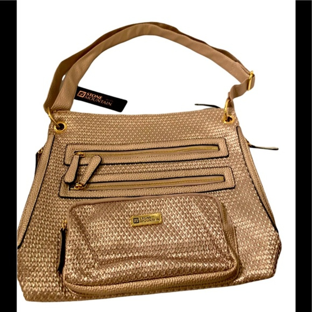 Stone Mountain Metallic Straw Purse NWT